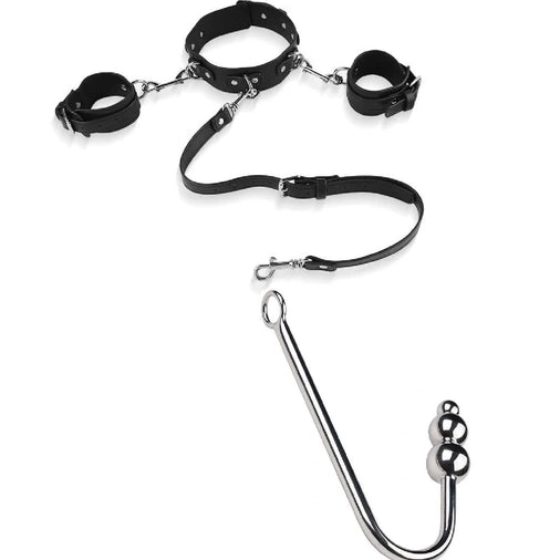 Anal Hooks Elegant Anal Hook Beaded Cuffs and Collar with 5334 0116